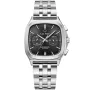 Zegarek Carl Pique Carré Chrono CP0025 z tarczą Czarny i kopertą o średnicy 39 mm oraz paskiem Metalowy pasek w kolorze Srebrny.